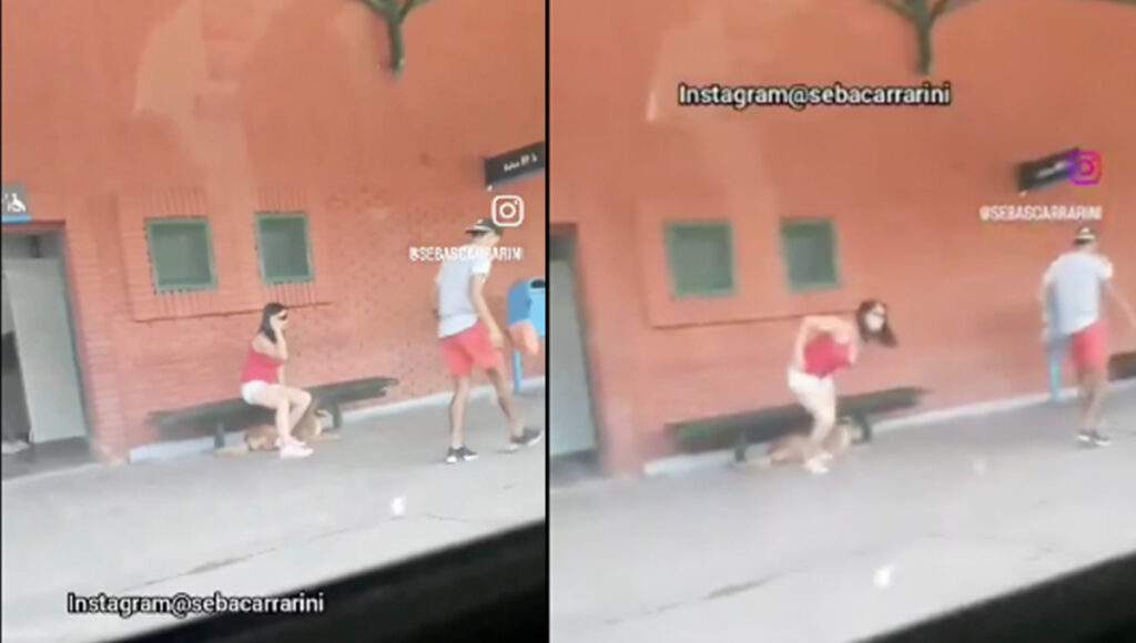 Mujer abandona a un perro en una estación de tren en Argentina