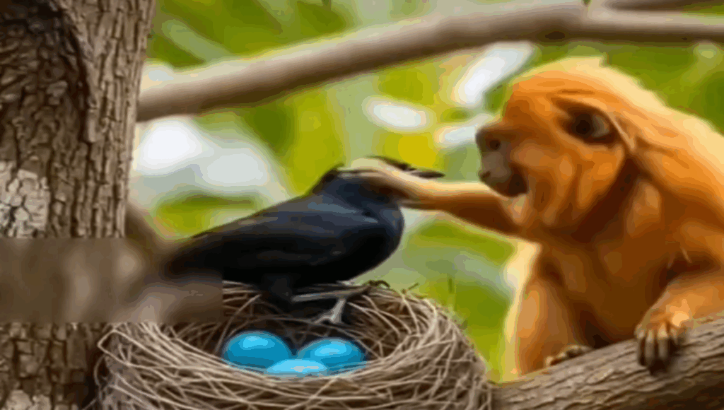 mono salva a pajaro de ser comido