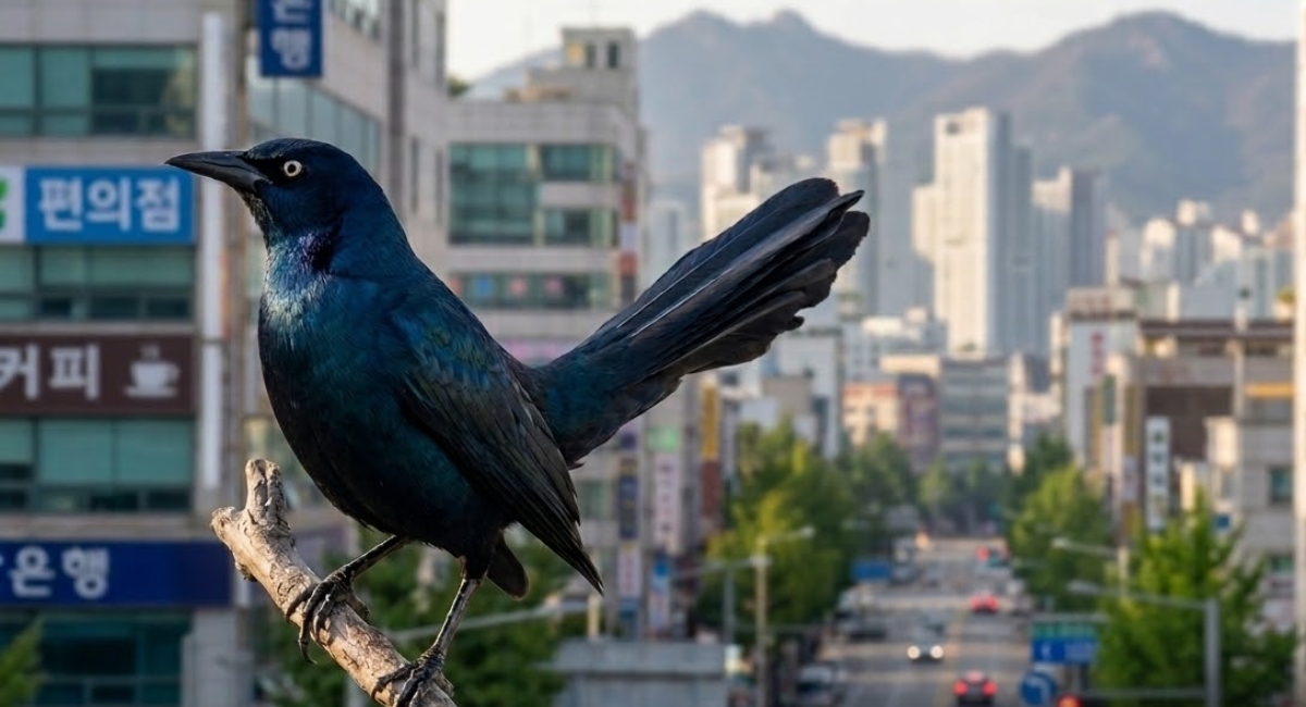 Zanate mexicano visto en Corea del Sur
