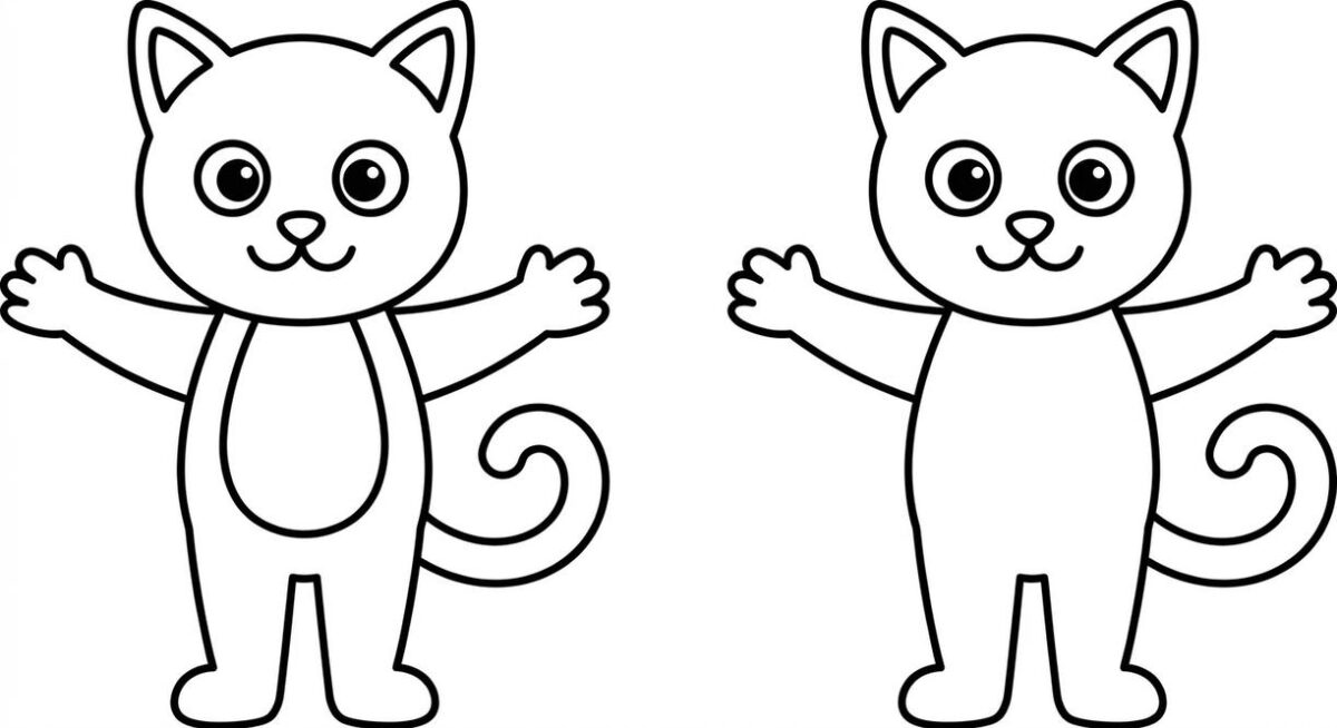 Gatos para Vestir e Imprimir: Muñecos Recortables para colorear - dibujo 1