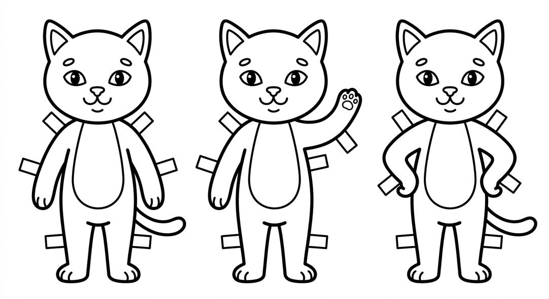 Gatos para Vestir e Imprimir: Muñecos Recortables - dibujo 2 para colorear