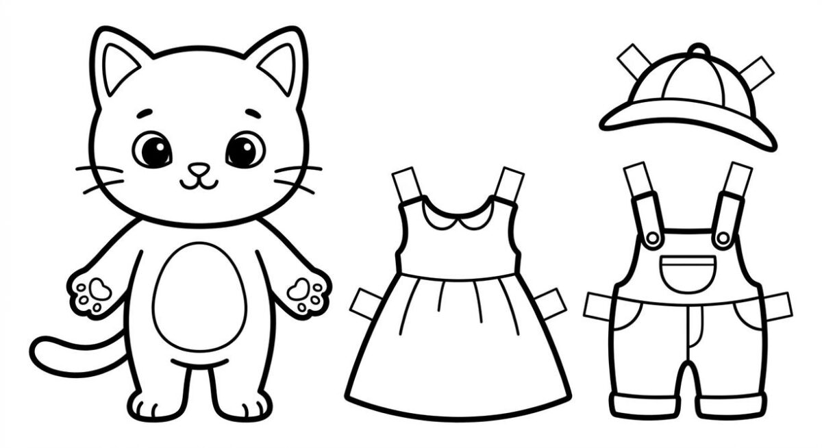 Plantillas de Gatos para Colorear, Imprimir y Vestir para colorear - dibujo 1