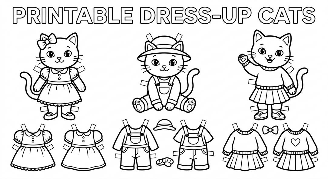 Plantillas de Gatos para Colorear, Recortar y Vestir - dibujo 2 para colorear